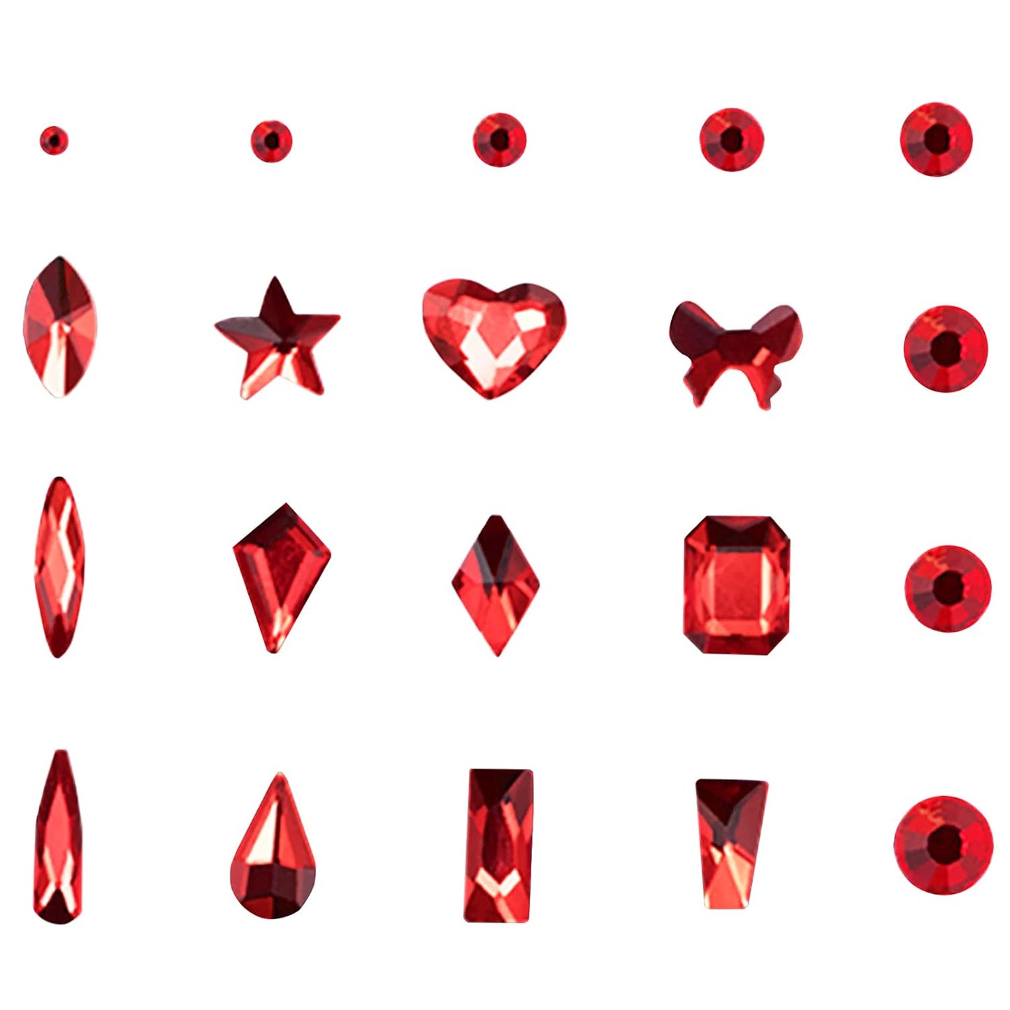 3100Pcs Crystal Red Nail Rhinestones,HOINCO Rhinestones for Nails,Nail Gems and Rhinestones Gems Multi Shapes Nail Charms for Nails Nail Crystal Beads Jewel for DIY Nail Art with Tweezers and Pen