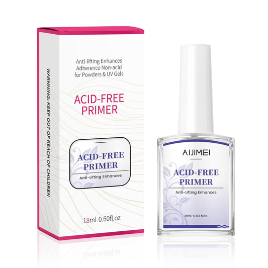 AIJIMEI Acid Free Primer 18ml/0.63fl.oz Acid Free Peel Adhesive Primer, Suitable For Gel Nail Polish, Nail Polish And Acrylic Powder Diy Nail Products In Home Salon