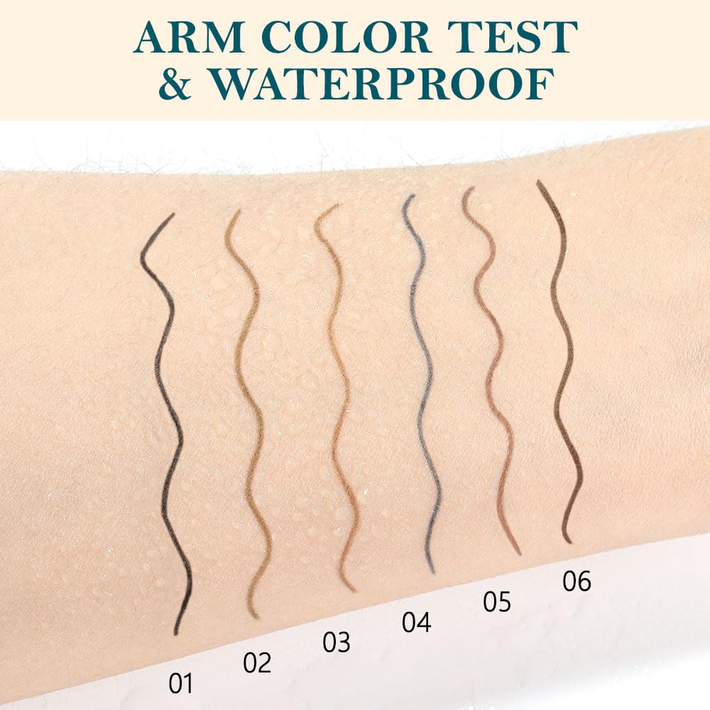 5 Pcs Waterproof Professional Makeup Micro Brow Pencil, Black Brow Kit with Eyebrow Brush, Ultra-Fine Mechanical Pencil, Eyebrow Pencils for Women, (C01#Black, 5Pcs)