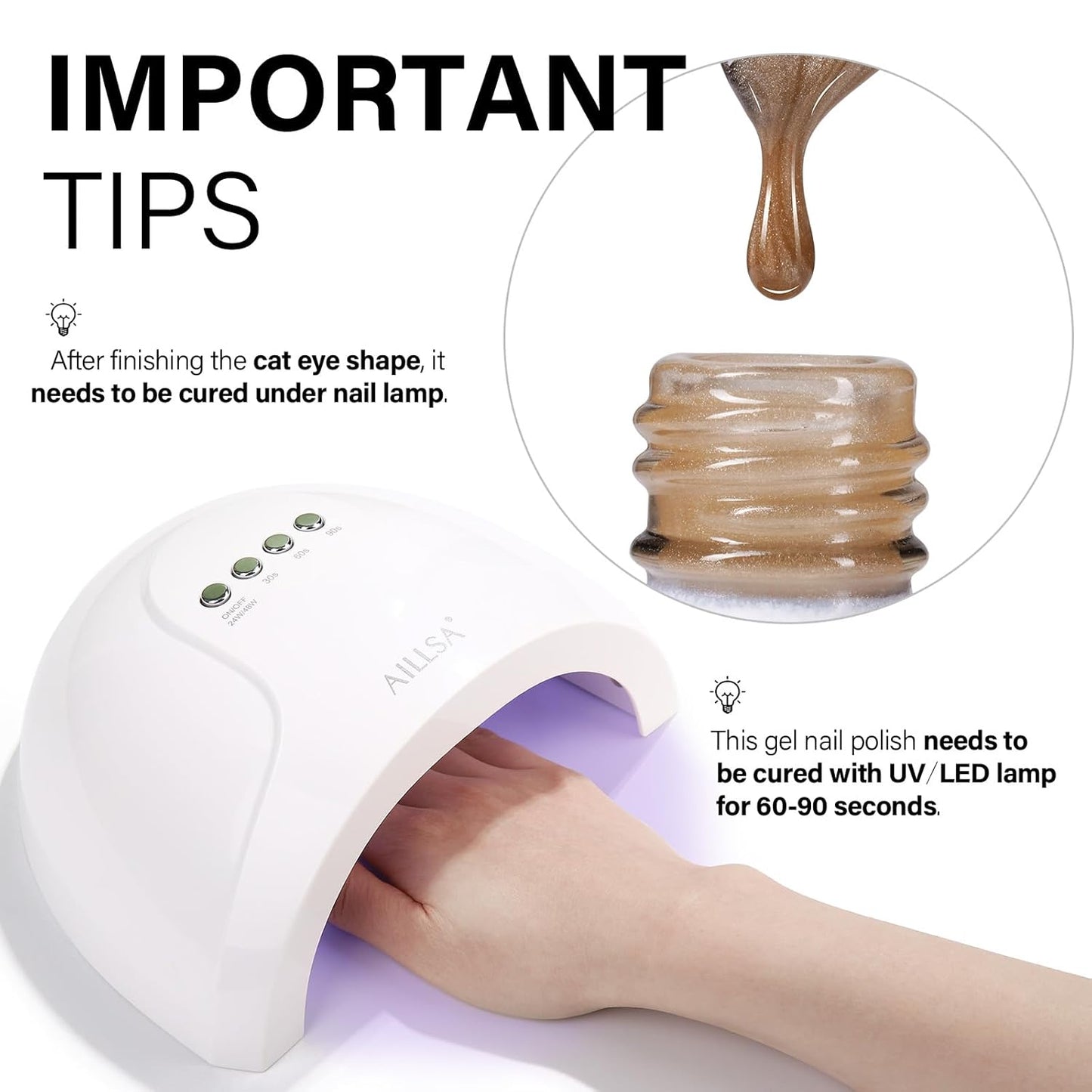 AILLSA Glass Cat Eye Gel Nail Polish, Champagne Glitter Jelly Nude Nail Polish Magnetic Gold Shimmer Sparkle Nail Art U V Gel Salon 0.5 OZ