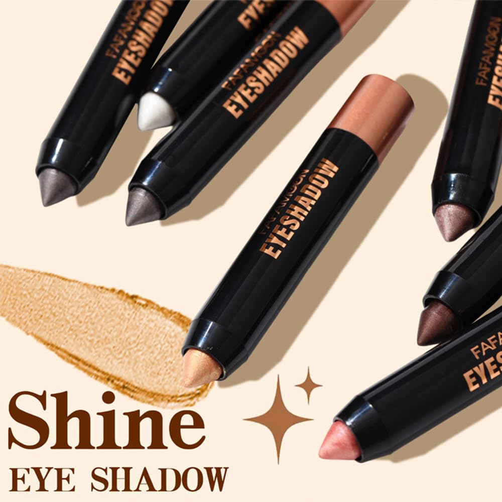 3Pcs Monochrome Cream Shimmer Glitter Eyeshadow Pencil Stick for Women, Eye Shadow Eyeliner Pencil Sticks Makeup, sombras para ojos, Waterproof, Vegan & Cruelty-Free, (03+05+07, 3Pcs)
