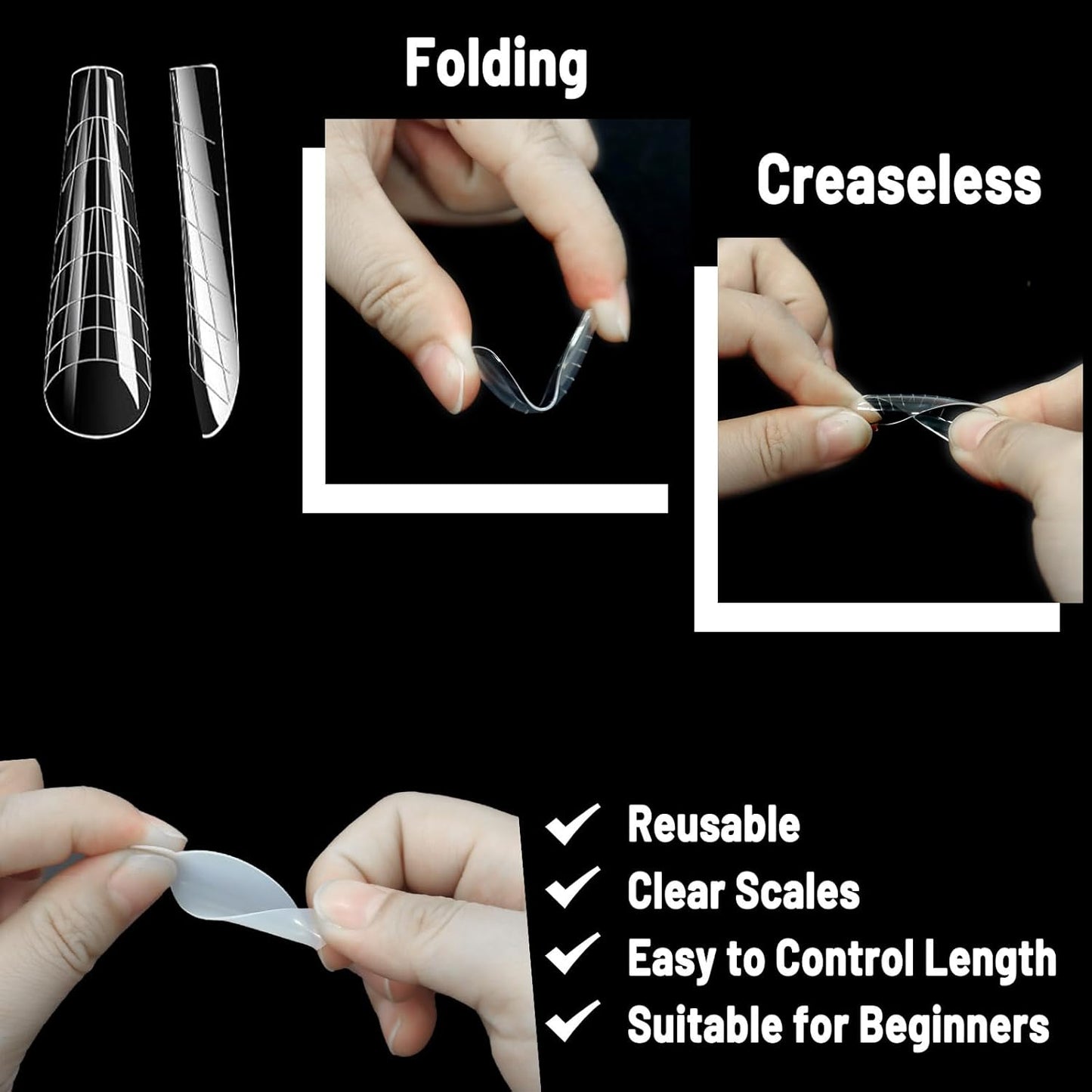 Allstarry 384pcs Nail Dual Forms, Silicone French Nail Forms for Poly Gel Nail Gel Extension Full Cover Acrylic Nail Tips 8 tpye nail form and Silicone Reusable Stickers for Manicure Extension