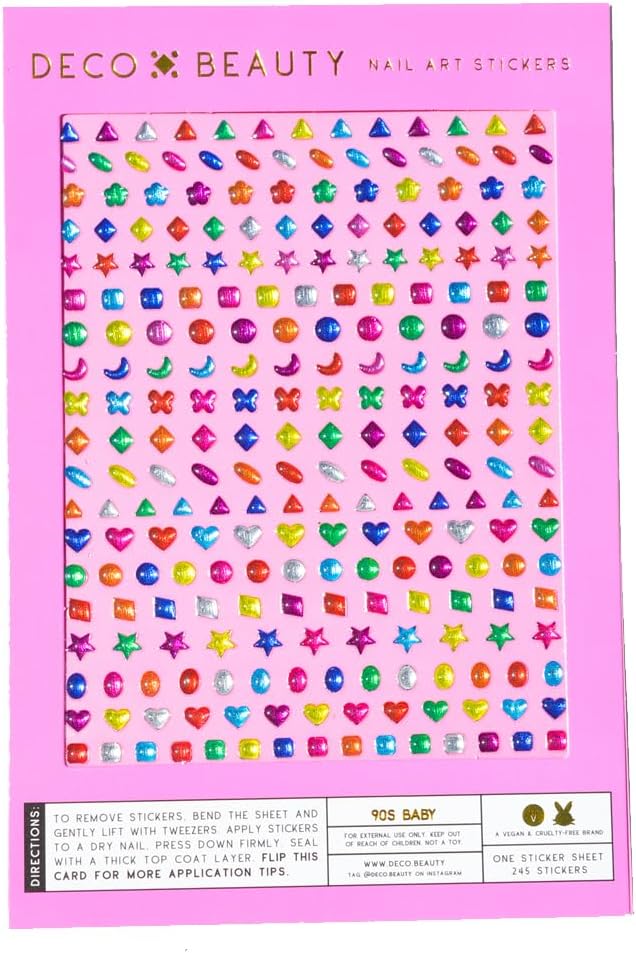 90s Baby Nail Stickers - Lightweight & Easy-to-Apply Nail Art with Cute & Trendy Designs - Durable & Long-Lasting Nail Stickers for Women, Ideal for DIY Manicures