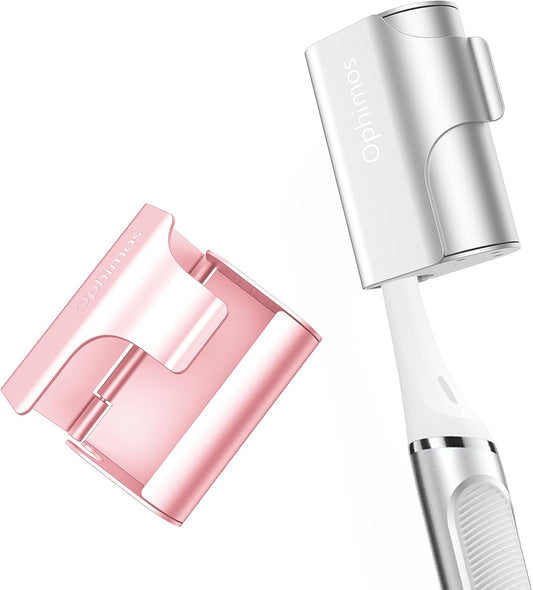 Aluminum Alloy Toothbrush Head Cover/Cap/Protector Case,Travel Toothbrush Covers Long-lasting Toothbrush Head Caps for Most Electric/Manual Brushes, 2 Count -Silver+Pink
