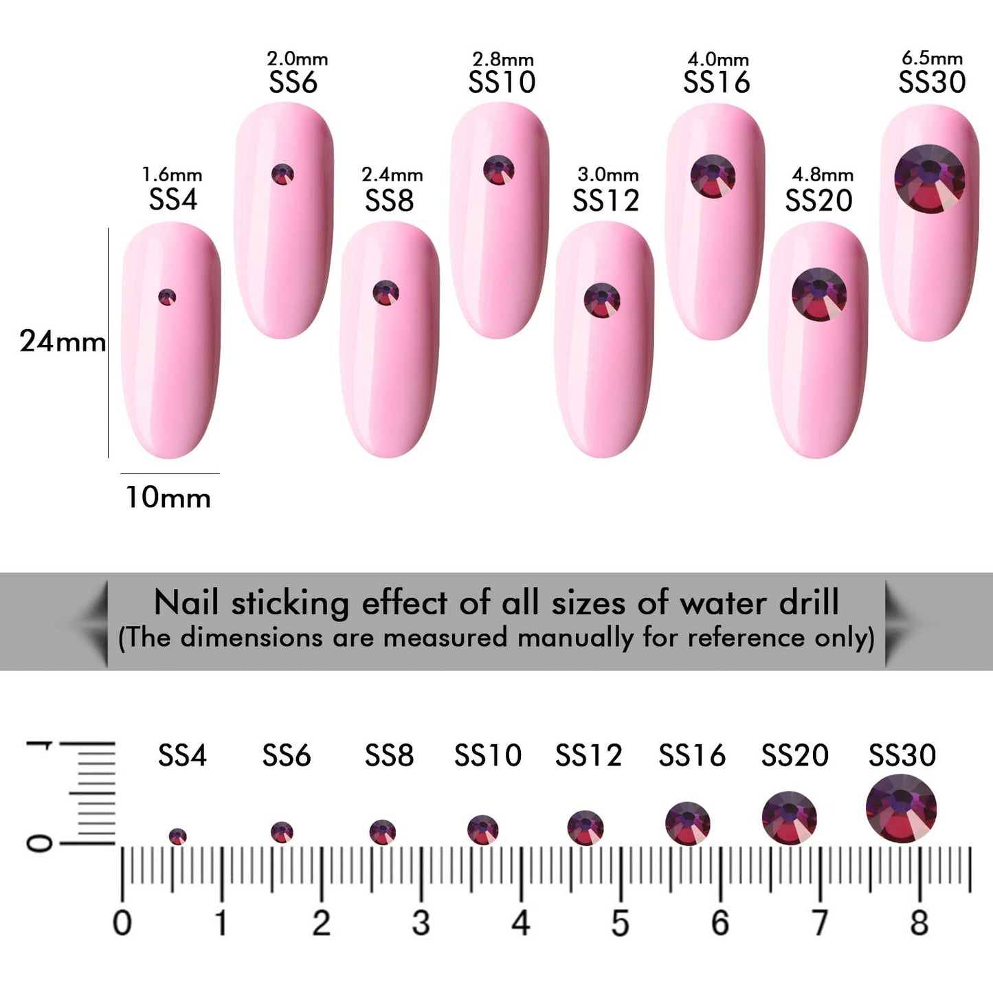 288Pcs Blue Blaze Crystal Rhinestones,Glass Flatback Rhinestones Gemstones for Nail Face Makeup Art Crafts Clothes Decoration -(SS30,6.5mm,Blue Blaze)