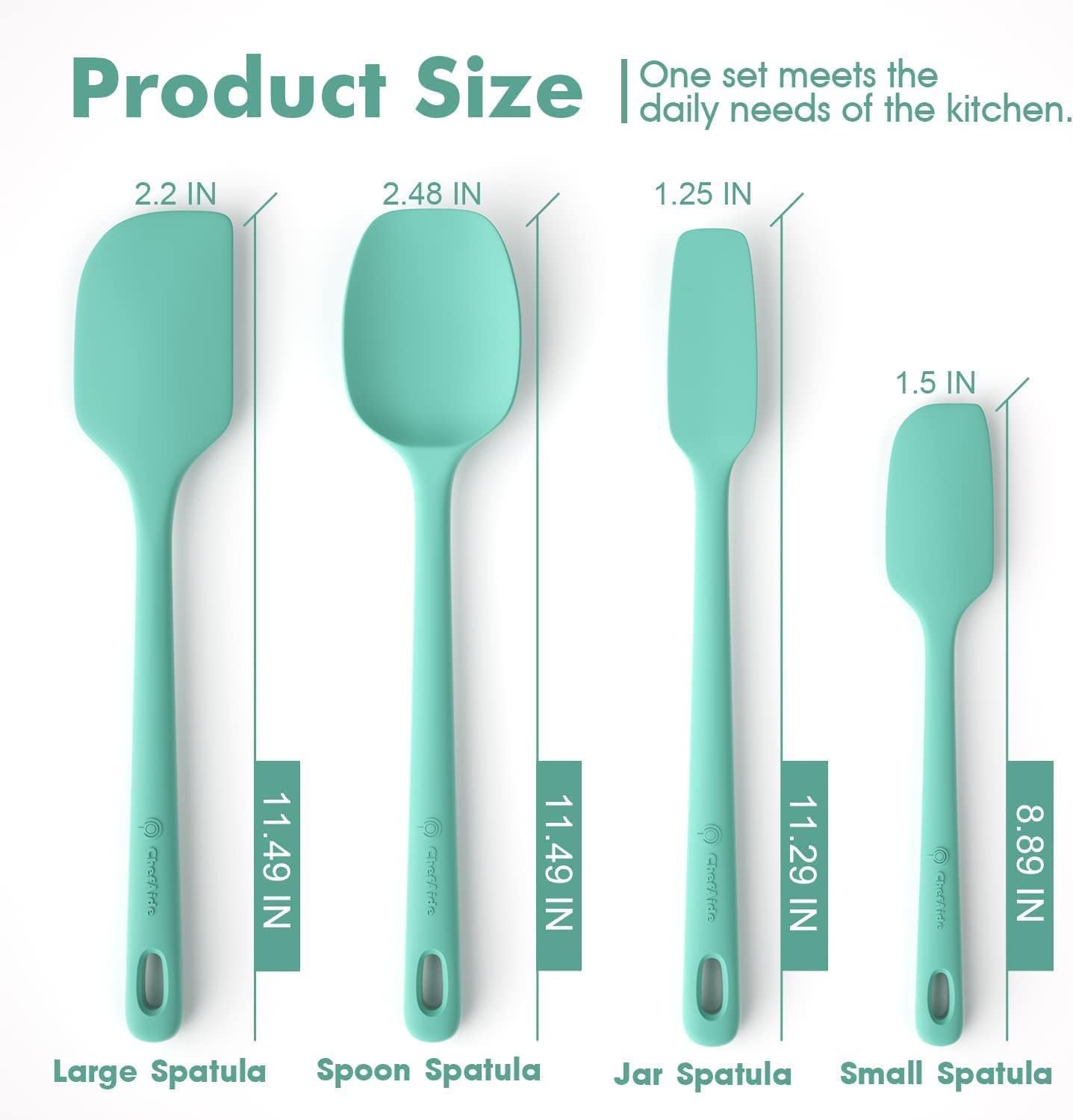 4 Pieces Silicone Spatula Set, Food Grade Rubber Spatula, Upgrade Strong Handle with Ergonomic Grip, Heat Resistant for Nonstick Cookware, Cooking