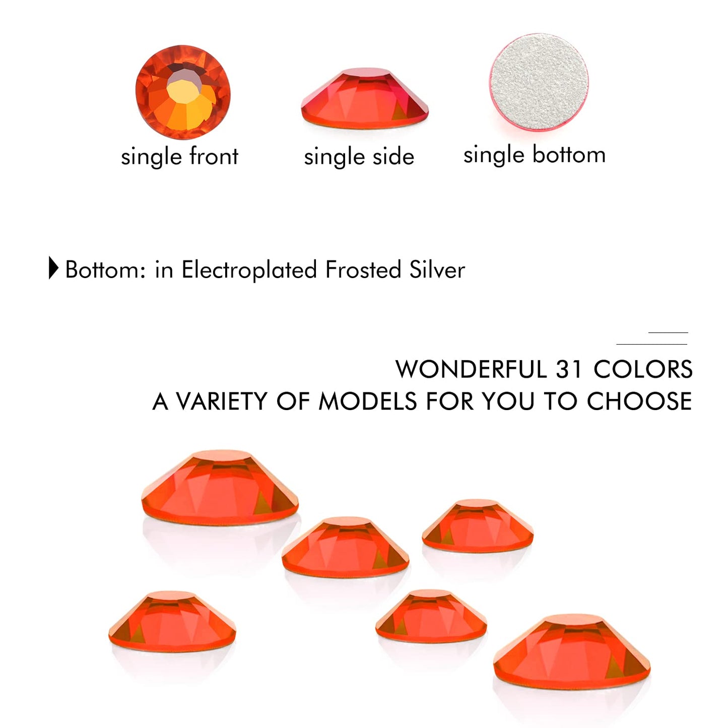 3000Pcs Orange Crystal Rhinestones,Glass Flatback Rhinestones Gemstones Mini for Nail Face Makeup Art Crafts Clothes Decoration - (SS10,2.8mm,Orange)