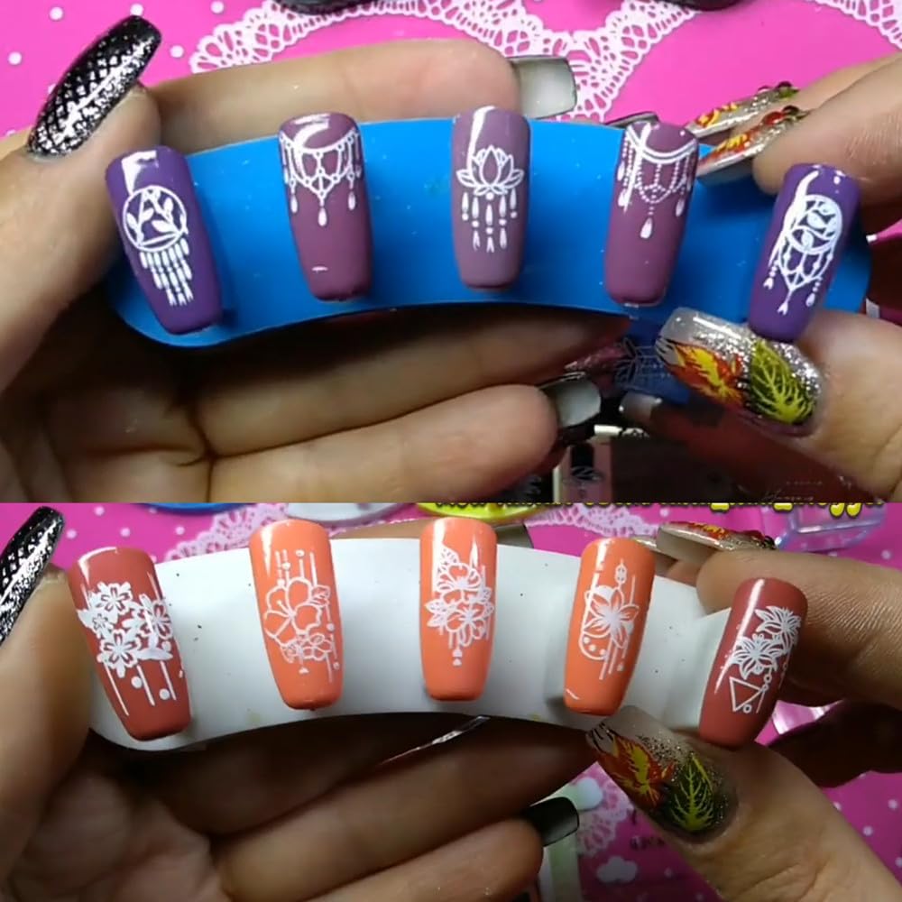 2pcs Mix Nail Art Stamp Template Dreamcatcher Feather Pendant Image Nail Stamping Plates Cute Animals Cartoon DIY Designs Manicure Stamper Plate Stencils