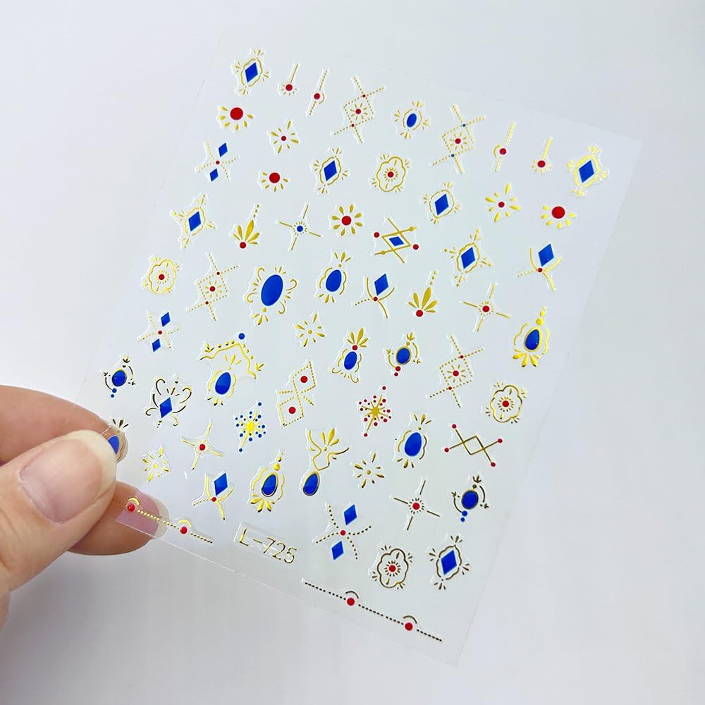 6 Sheets Boho Nail Stickers for Nail Art 5D Embossed Star Moon Nail Designs 3D Self-Adhesive Colorful Love Heart Nail Decals with Designs Butterfly Nails Supplies for Women Manicure DIY