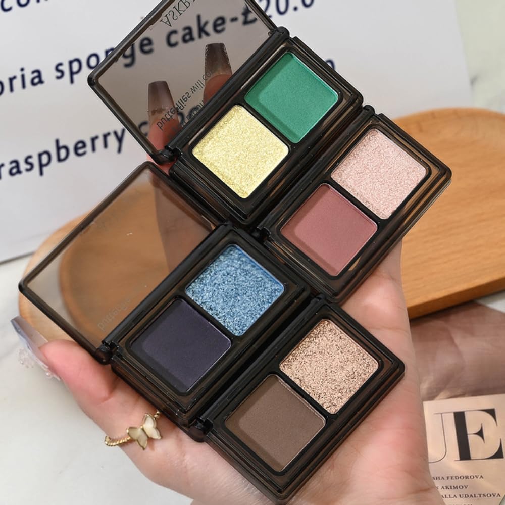 AMY'S DIARY 2 Color Shimmer blue+Deep purple Eyeshadow Palette – Shimmer matte Shades eye shadow for Eye Makeup, Long-Lasting & Highly Pigmented, Vegan & Cruelty-Free for woman