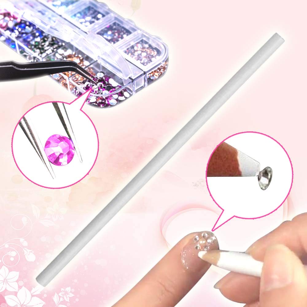 6400pcs Nail Art Rhinestones, Nail Crystal Gems Nail Diamonds, Gold Silver Nail Studs Colorful Nail Sequins & Rhinestones for Nails Kit with Tweezers and Wax Pen for Nail Art Supplies Accessories