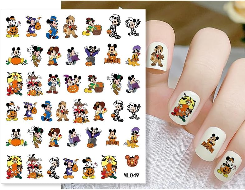 8 Sheets Laser Halloween Nail Art Stickers - Cute Ghost Cartoon Self Adhesive Nail Design Stickers - Supply Laser Pumpkin Ghost Nail Decals for Women Girls DIY Manicure