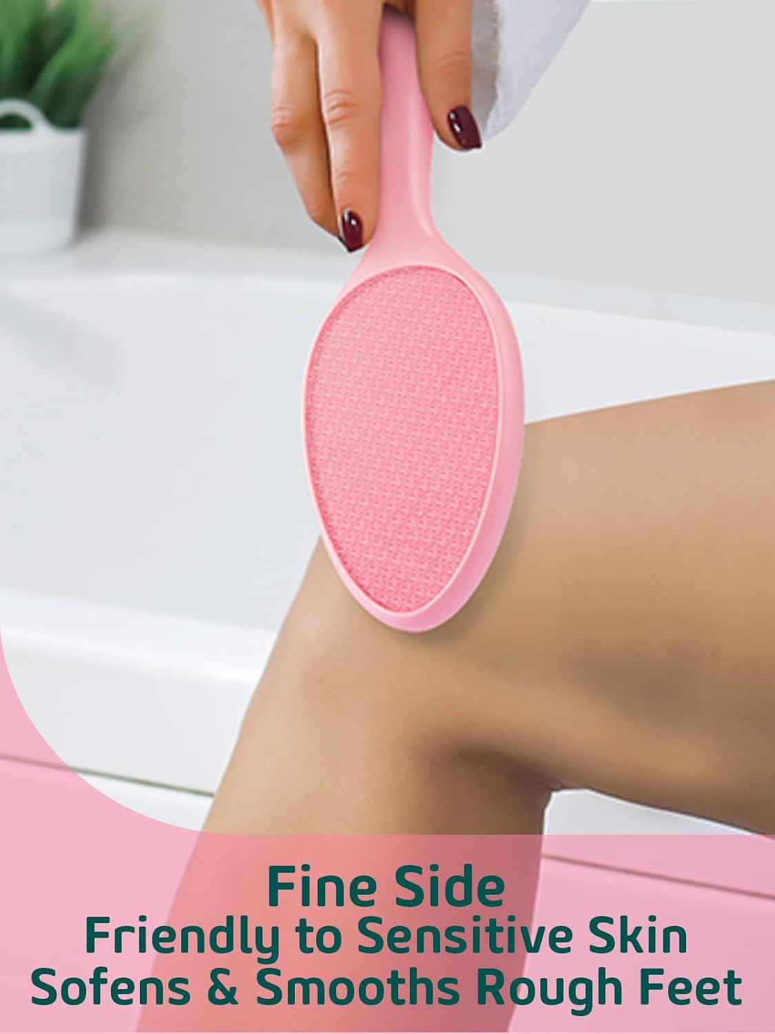2-Sided Glass Foot File Callus Remover Without Drain Stand (Pink)