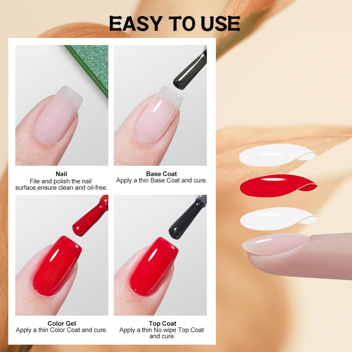 ADHERE Gel Top Coat- 15ML/0.5fl oz Top Coat Gel Nail Polish， Glossy Shine Finish and Long Lasting, Soak Off Nail Lamp Gel,for Home DIY and Nail Salon