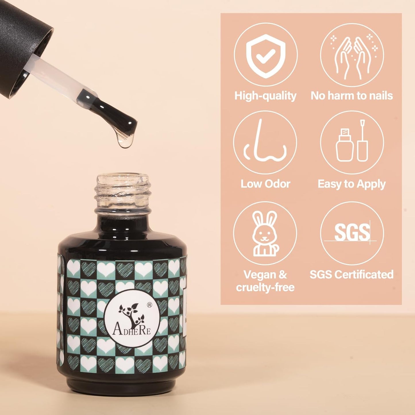 ADHERE Blooming Gel 15ml - Clear UV LED Blossom Gel Polish for Spreading Effect Marble, Watercolor Floral Nail Art, Soak Off Polish, Nail Salon Home DIY