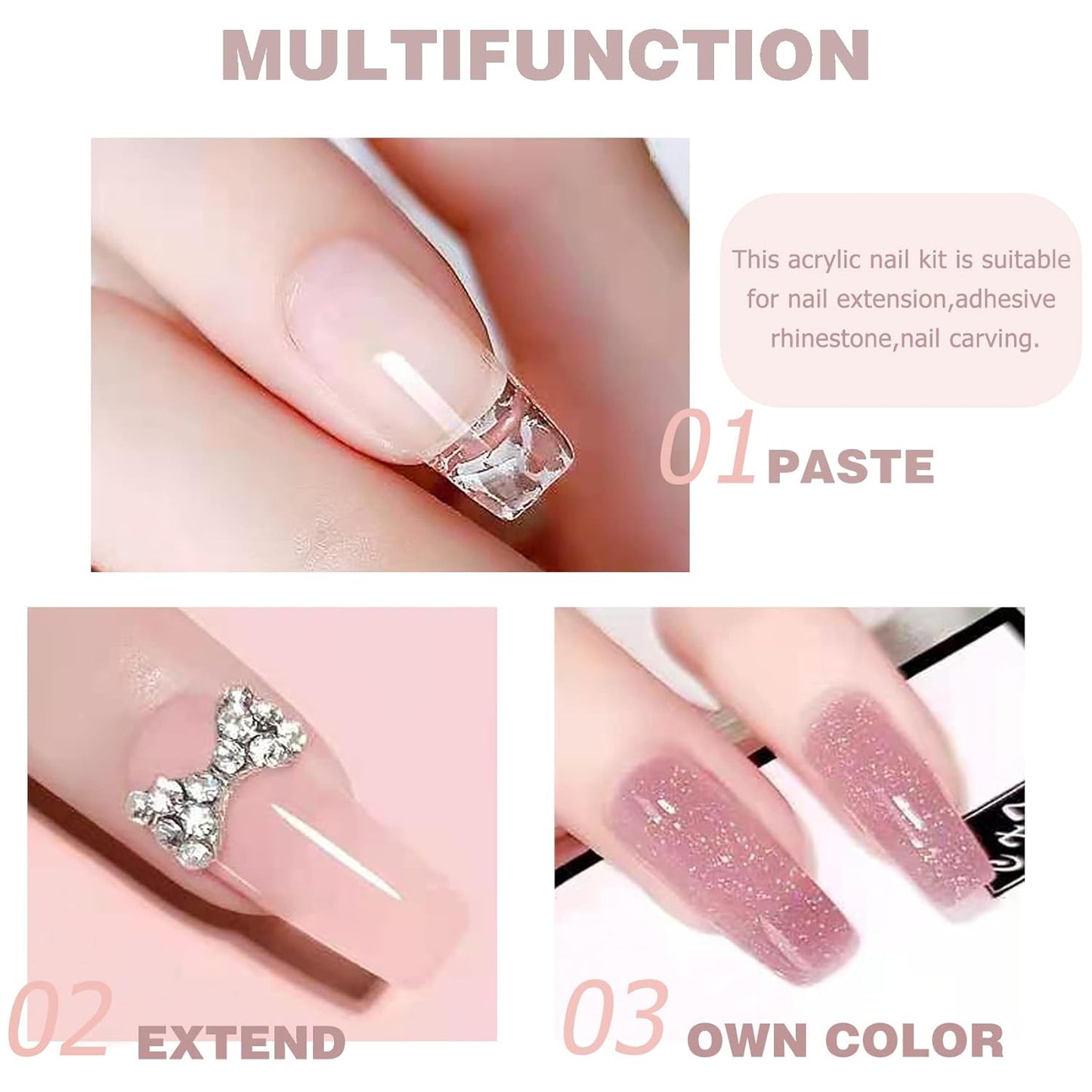 AIJIMEI Acrylic Powder Nail Kit With Professional Liquid Monomer, Brush Cleaner, and Tools Set for Nail Extension System
