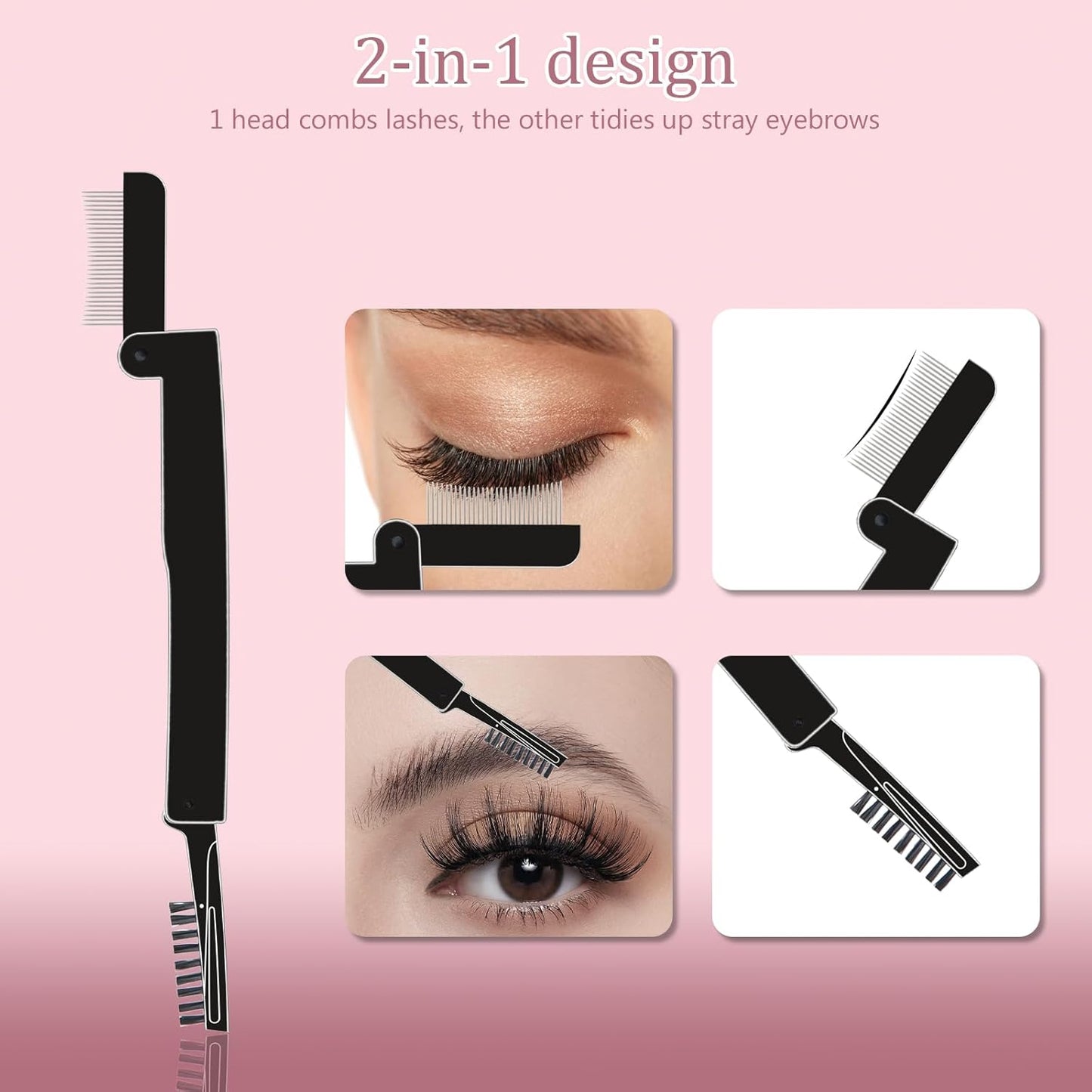 4PCS Eyelash Comb Lash Separator Eyebrow Brush & Brow Spoolie for Removes Clump Mascara