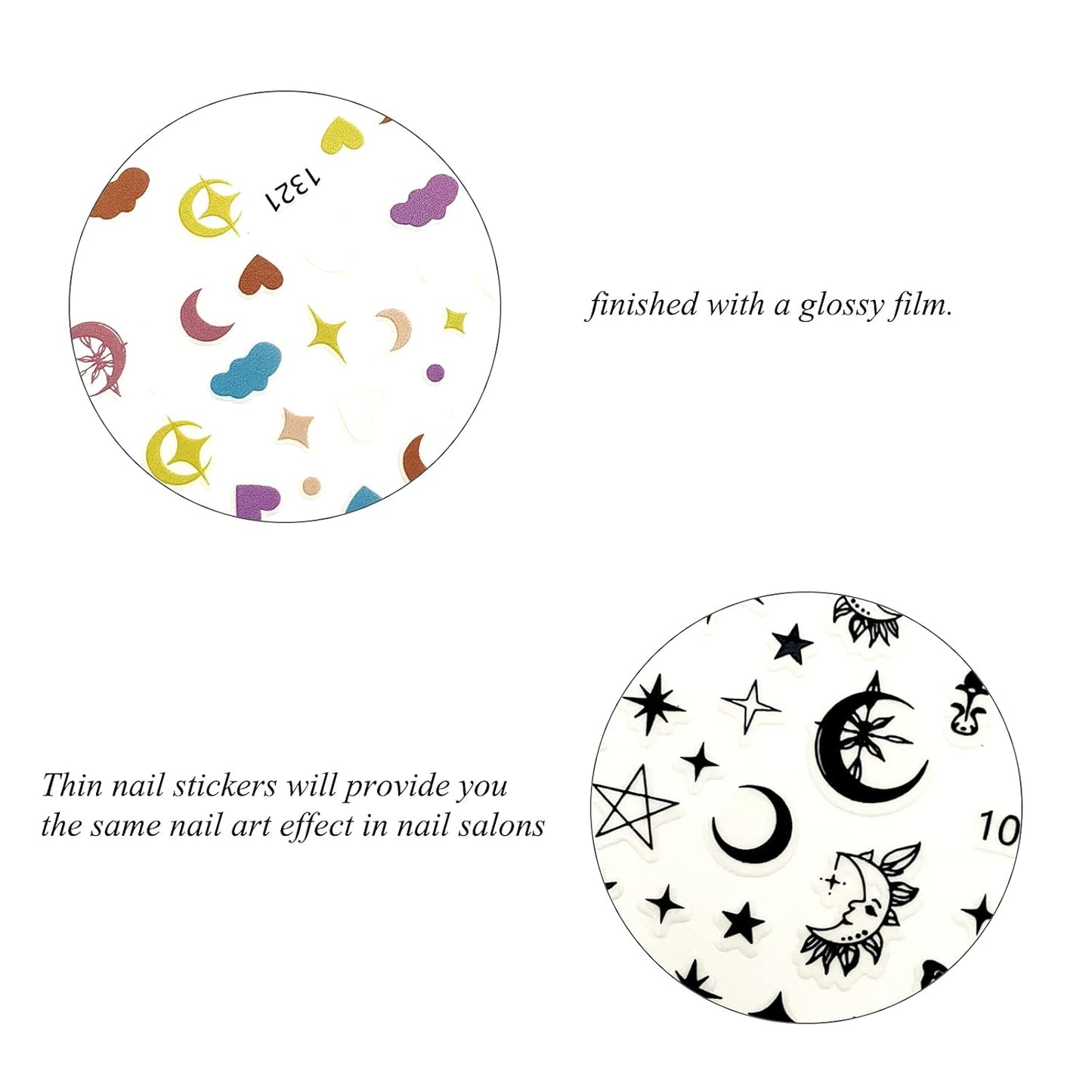 9 Large Sheets Starry Sky Star Cloud Wrangler Moon Rainbow Heart Nail Art Stickers for Women Girls Kids-3D Self Adhesive Star and Sky Series Nail Decals for Natural Fingernails and Acrylic Nail Decor