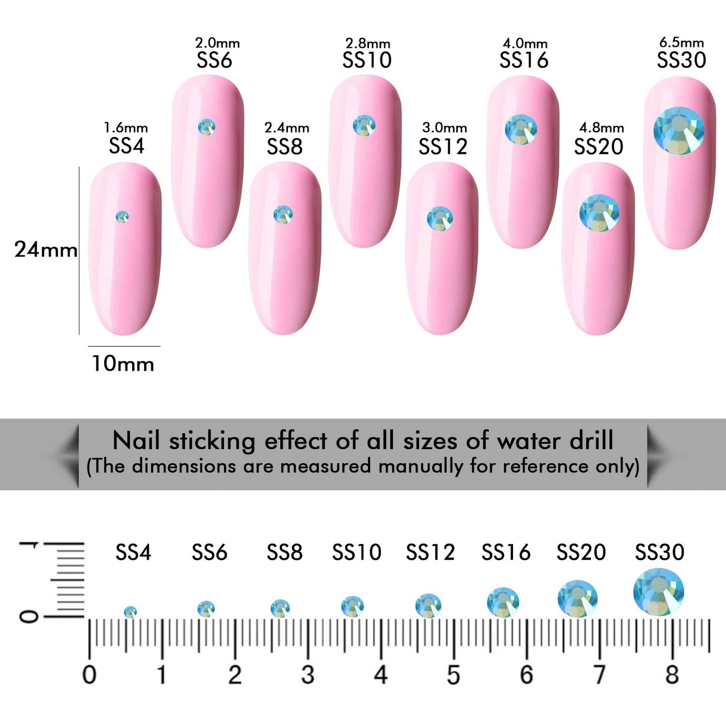 3000Pcs Aquamarine Ab Crystal Rhinestones,Glass Flatback Rhinestones Mini Gemstones for Nail Face Makeup Art Crafts Clothes Decoration -(SS4,1.6mm,Aquamarine Ab)