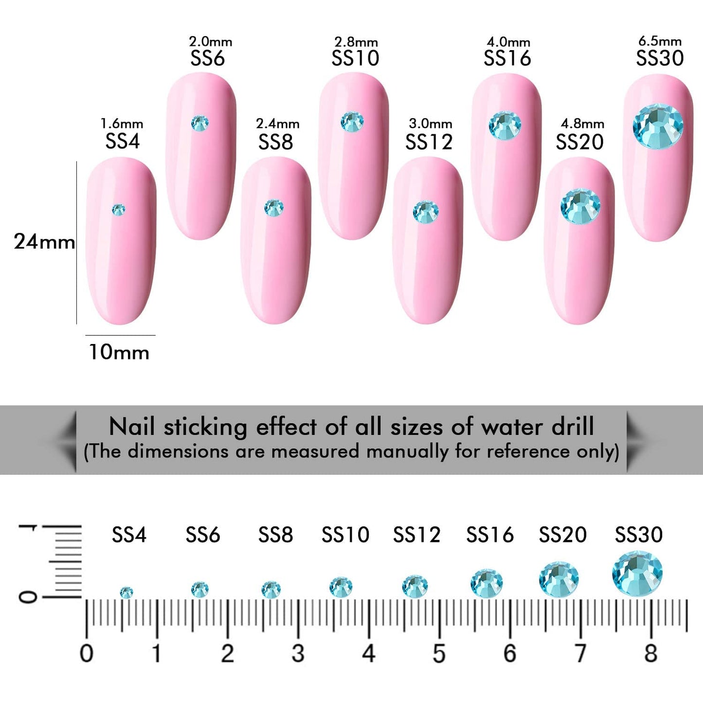 3000Pcs Aquamarine Crystal Rhinestones,Glass Flatback Rhinestones Mini Gemstones for Nail Face Makeup Art Crafts Clothes Decoration -(SS6,2.0mm,Aquamarine)