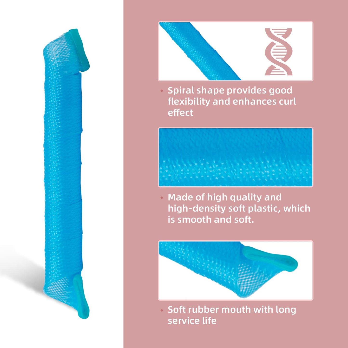 30pcs Heatless Hair Curlers Rollers Spiral Curls Styling Kit with 2 Sets Styling Hooks,No Heat Curlers for Women Girl's (9.8 Inch/25 cm)