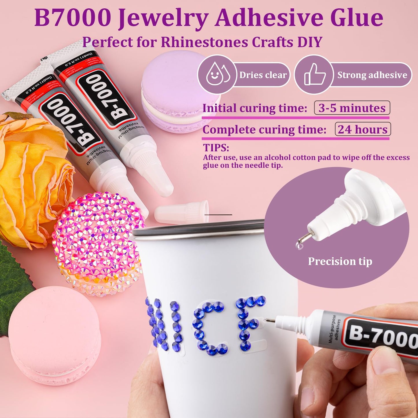 30000Pcs Resin Rhinestones with Tweezers for Crafting, Royal Blue Flatback Gems, Bedazzling Crystal with 3Pcs 10ml B7000 Jewelry Glue for DIY Crafts Clothing Tumblers Shoes Fabric Nail Art