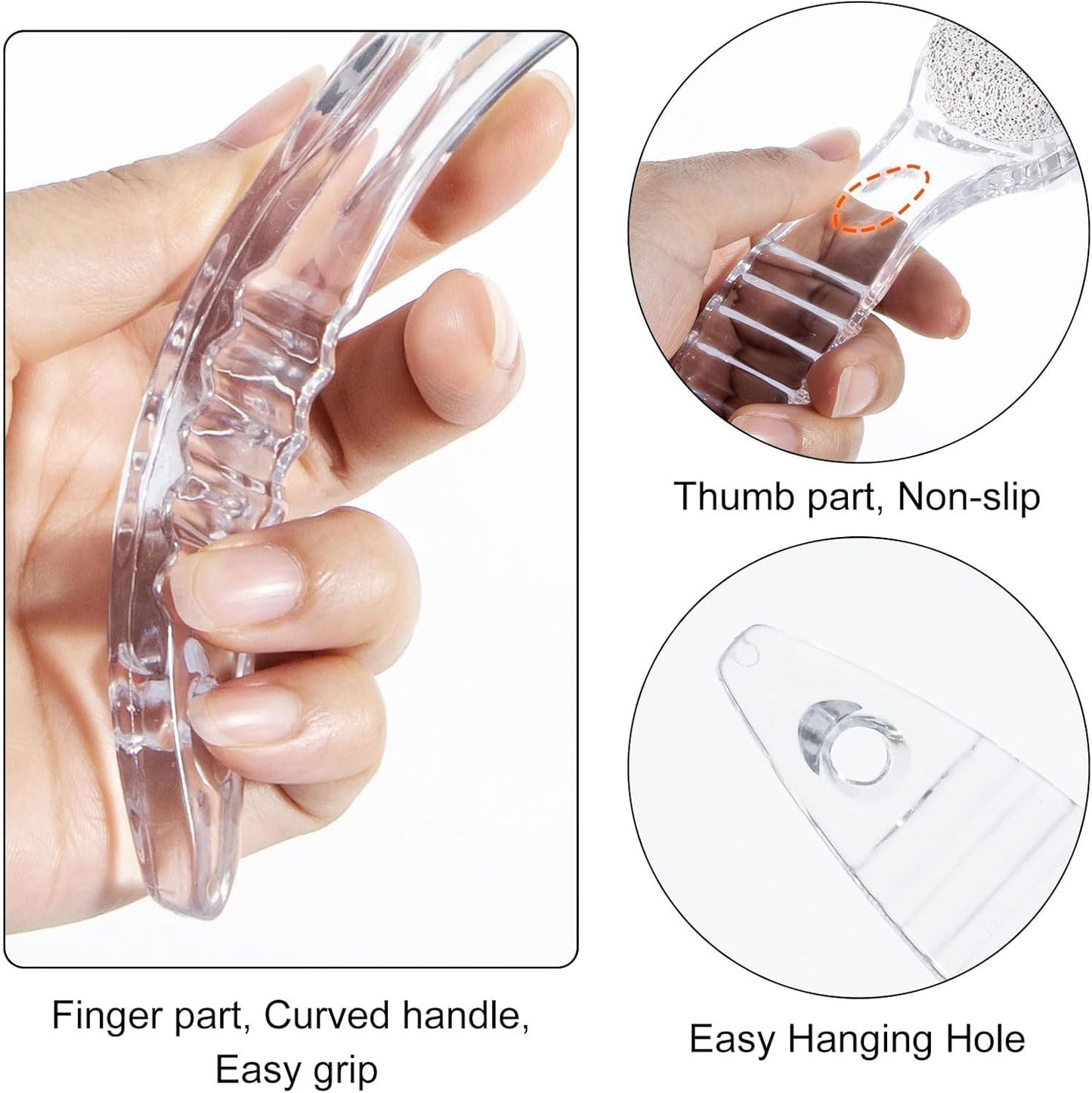 4 Pcs Foot Pumice Stone Brush Calluses Remover, Ooloveminso Large Foot Scrubber Foot File with Handle 2 in 1 Suitable for Horniness Foot Spa, Foot Care Smooth Skin (Transparent)