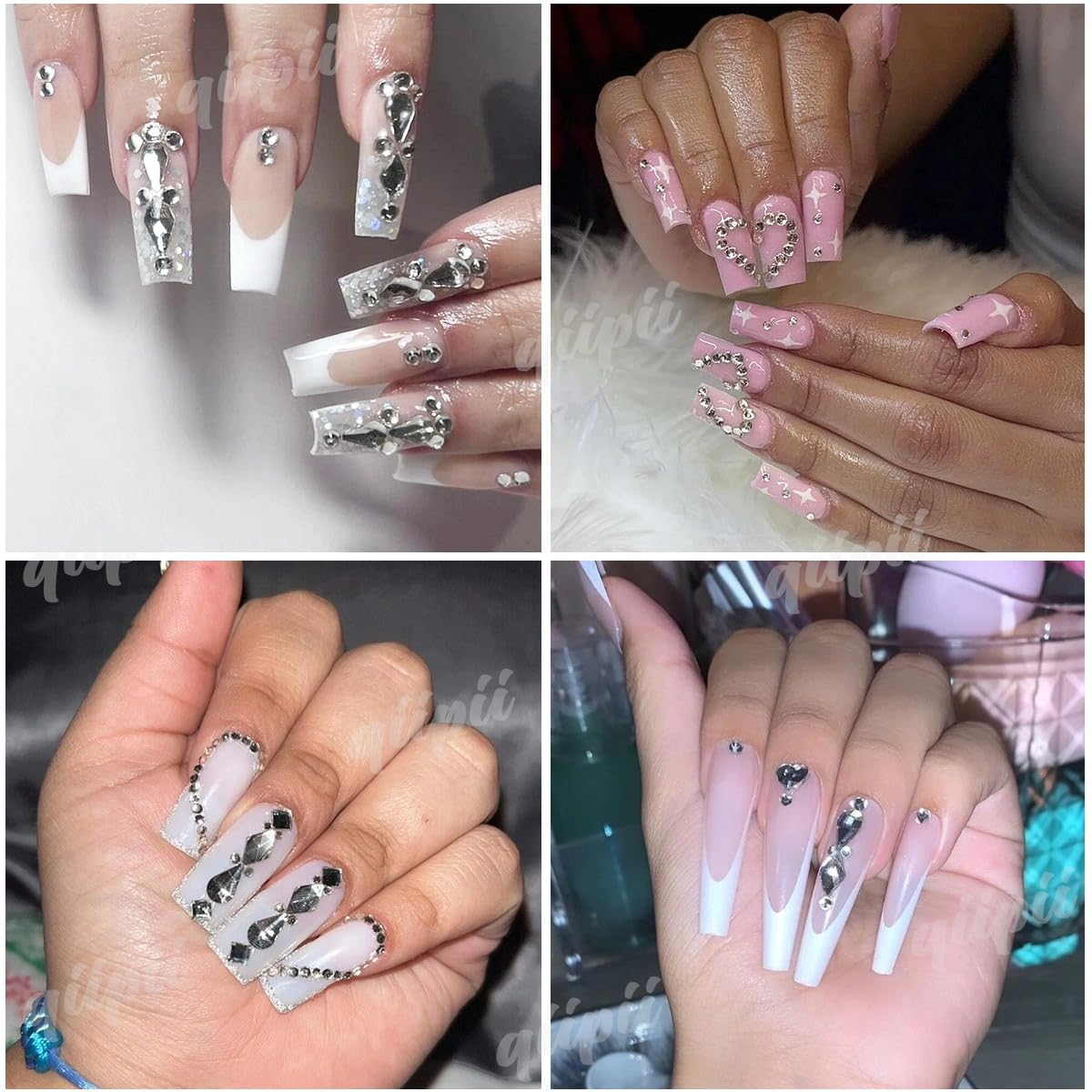 4080Pcs Silver Clear Nail Rhinestones Multi Shapes Flatback Crystal White Gems +Round Beads K9 Glass Stones Diamonds Jewels Nail Art Charms Supplies for Nails Faces Eyes Makeup DIY Crafts Phone