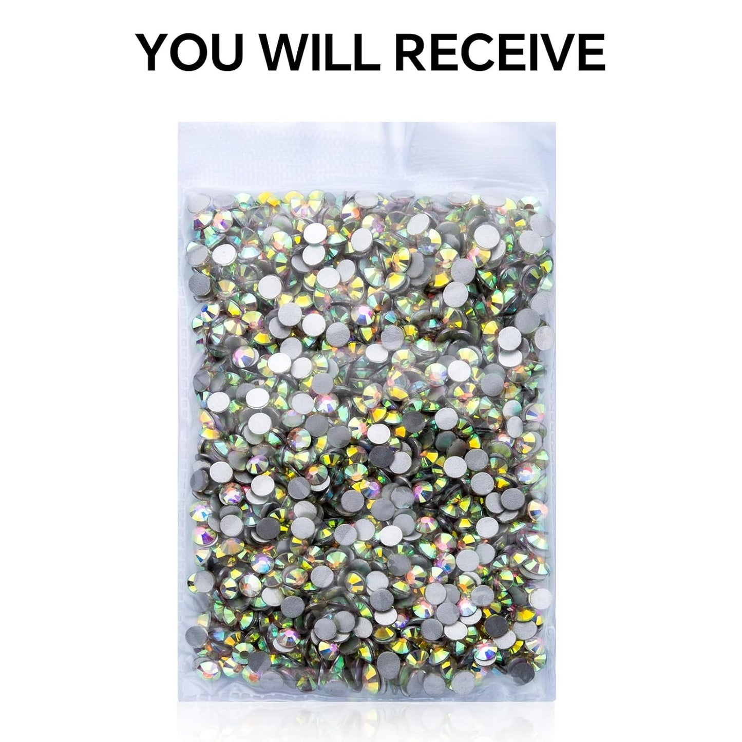 288Pcs Crystal Ab Crystal Rhinestones,Glass Flatback Rhinestones Gemstones for Nail Face Makeup Art Crafts Clothes Decoration -(SS34,7.0mm,Crystal Ab)