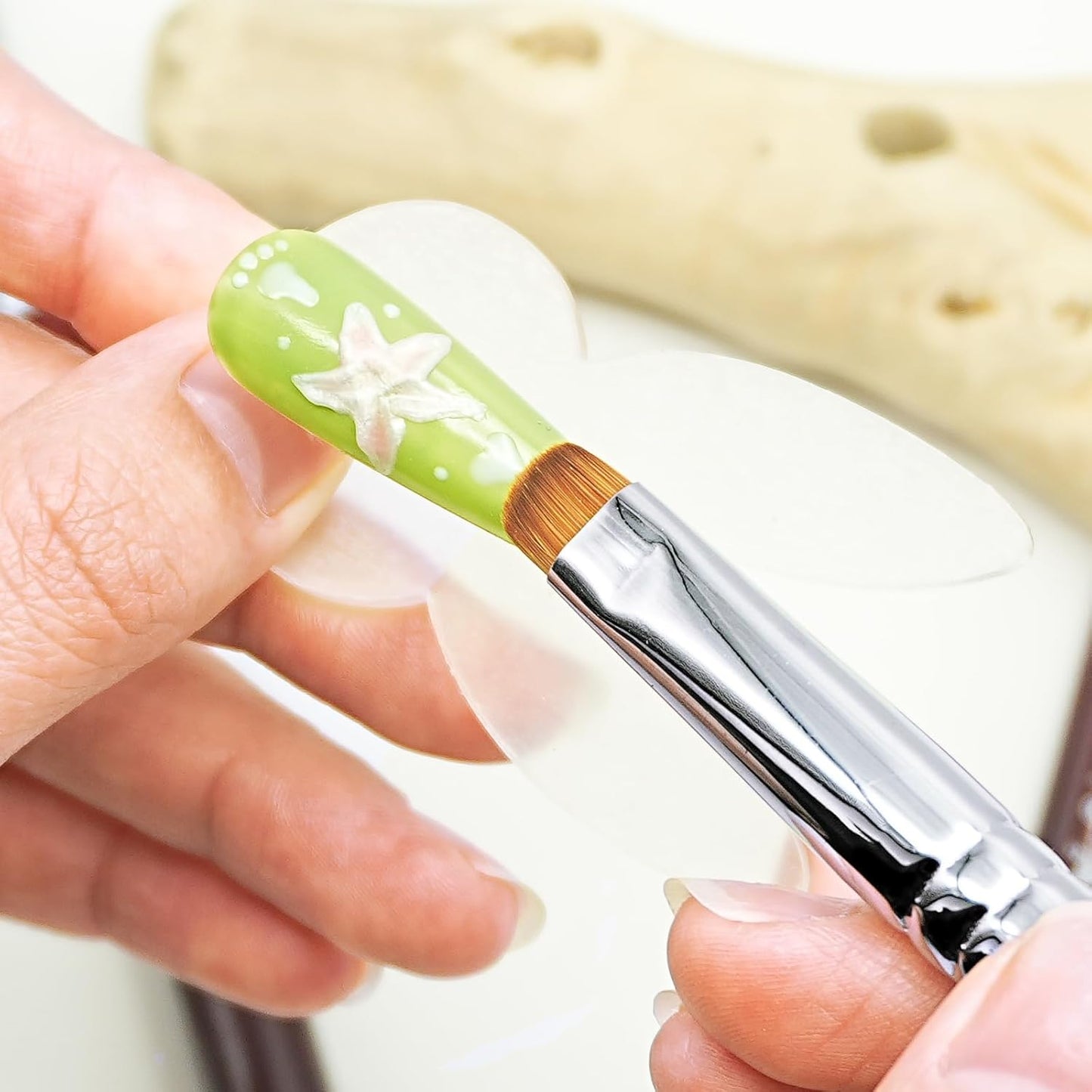 4Pcs Professional Acrylic French Manicure Clean-Up Brushes & Dotting Pens - Red Wood Handles, Precision Tips (#10#12#14#16) for Nail Art, Cuticle Care