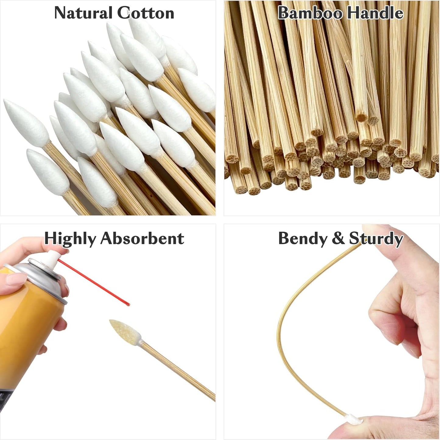 600/500/400 PCS Gun Cleaning Swabs - 6" Lint-Free Long Cotton Swabs Bamboo Handle, Precision Firearm Maintenance Kit Electronics Instruments, Professional Supplies with Reusable Storage Case