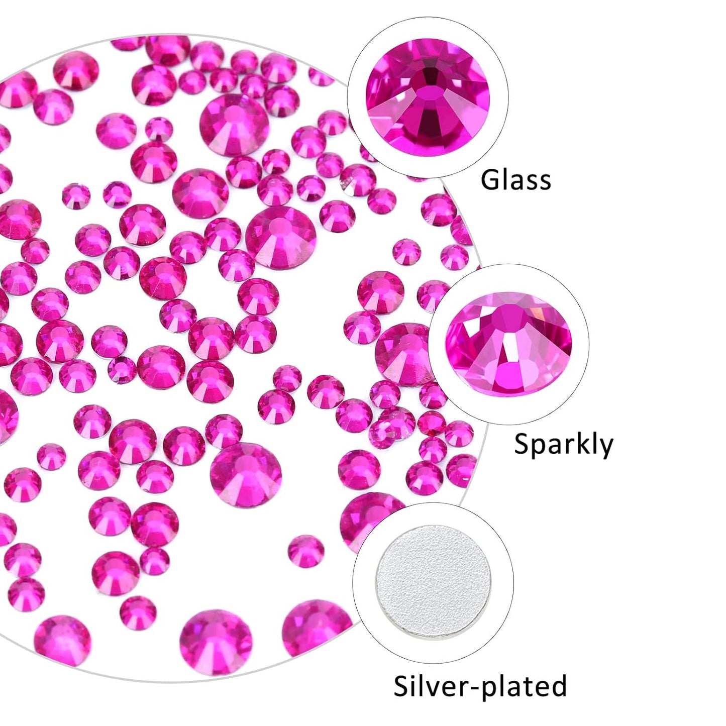 4240Pcs Peach Flatback Rhinestones 6 Sizes Crystal Diamonds for Nail Art Crafts Clothes Shoes with Tweezers and Picking Pen