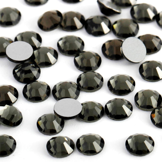 3000PCS SS10 Flatback Rhinestones | 12-Facet Diamond-Cut Glass Gems for Nail Art, Clothing, DIY Crafts |Glue-On Decoration Stones with Silver Backing(Black Diamond)