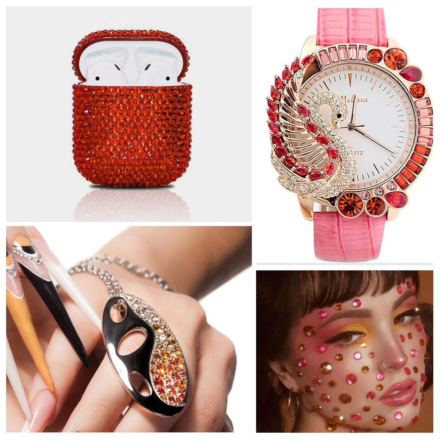 3000Pcs Orange Crystal Rhinestones,Glass Flatback Rhinestones Gemstones Mini for Nail Face Makeup Art Crafts Clothes Decoration - (SS6,2.0mm,Orange)