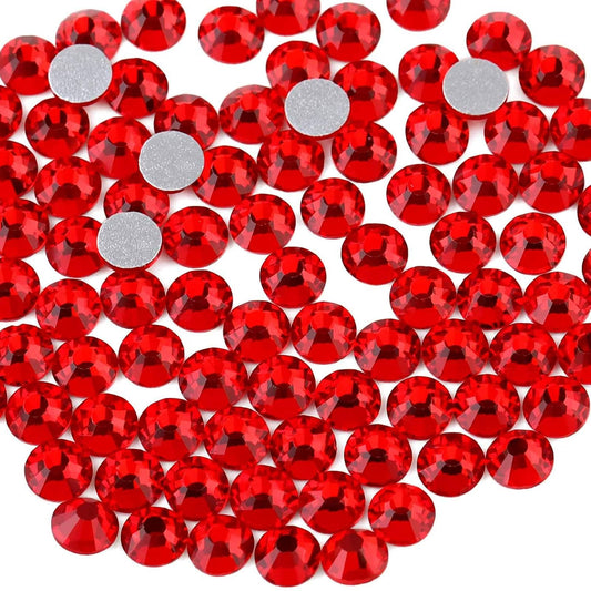 beadsland Flat Back Crystal Rhinestones Round Gems, Light Siam (1.3-1.4mm) SS3/1440pcs