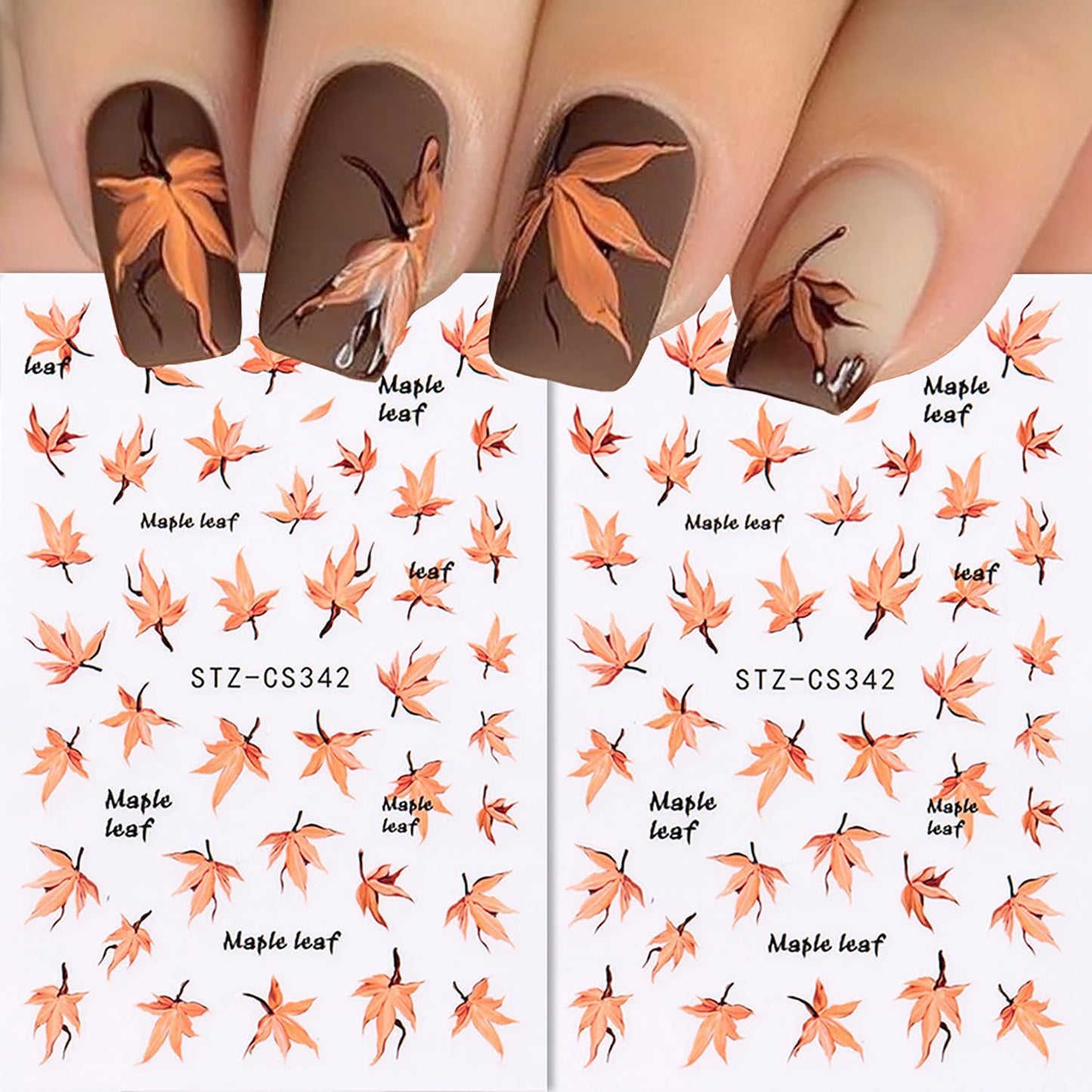 6 Sheets Thanksgiving Day Nail Art Stickers 3D Self -Adhesive Fall Red Maple Leaf Nail Decals Holographic Autumn Maple Leaf Letter Nail Stickers Festival Nail Decoration for Women Manicure Supplies