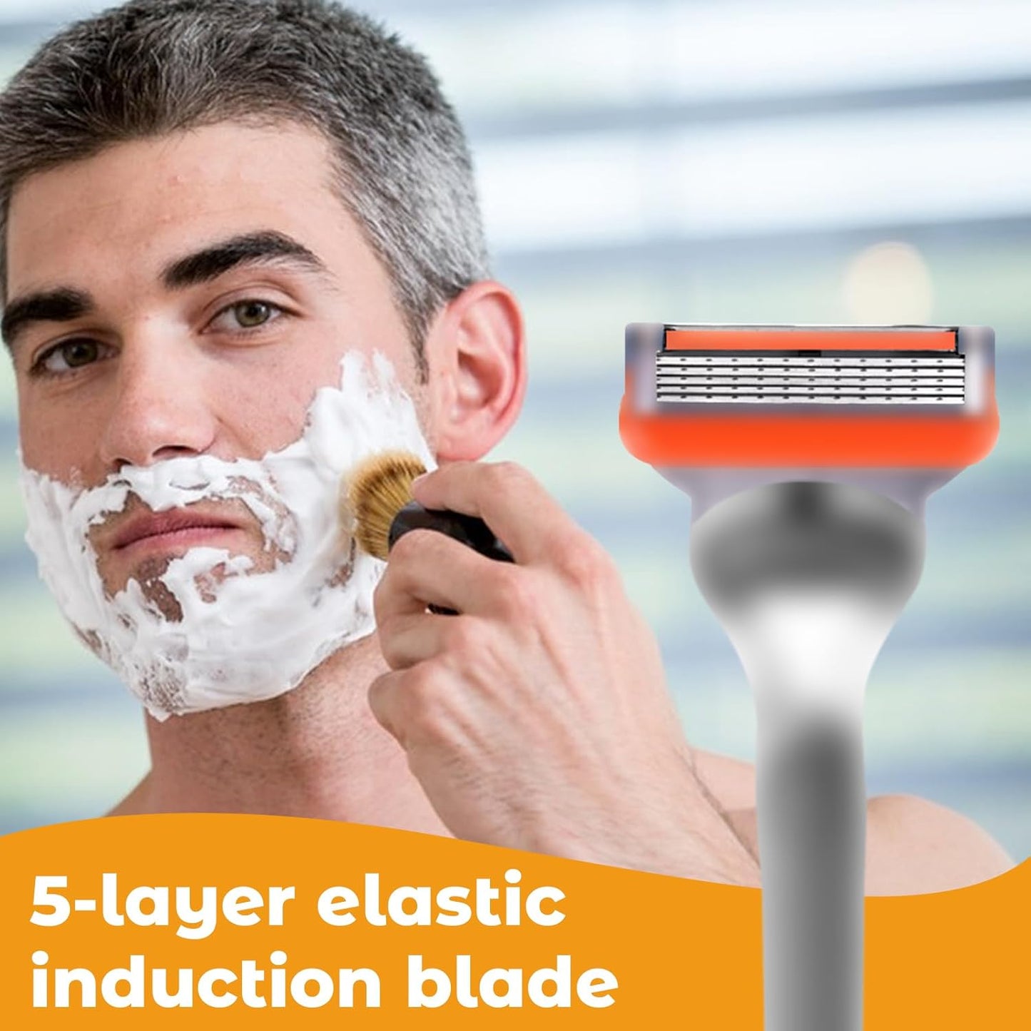 24Pcs Premium Razor Blades for Men - 5-Layer Stainless Steel Refills Compatible with Fusion 5 Style Razors, Smooth Shaving Replacement Cartridges Value Pack