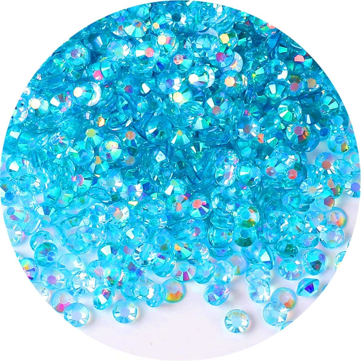 4500 Pcs SS6 2mm AB Flatback Rhinestones for Nails Art Crafts Transparent Glitter Round Gems Crystals DIY Clothes Shoes(Clear Peacock Blue AB)