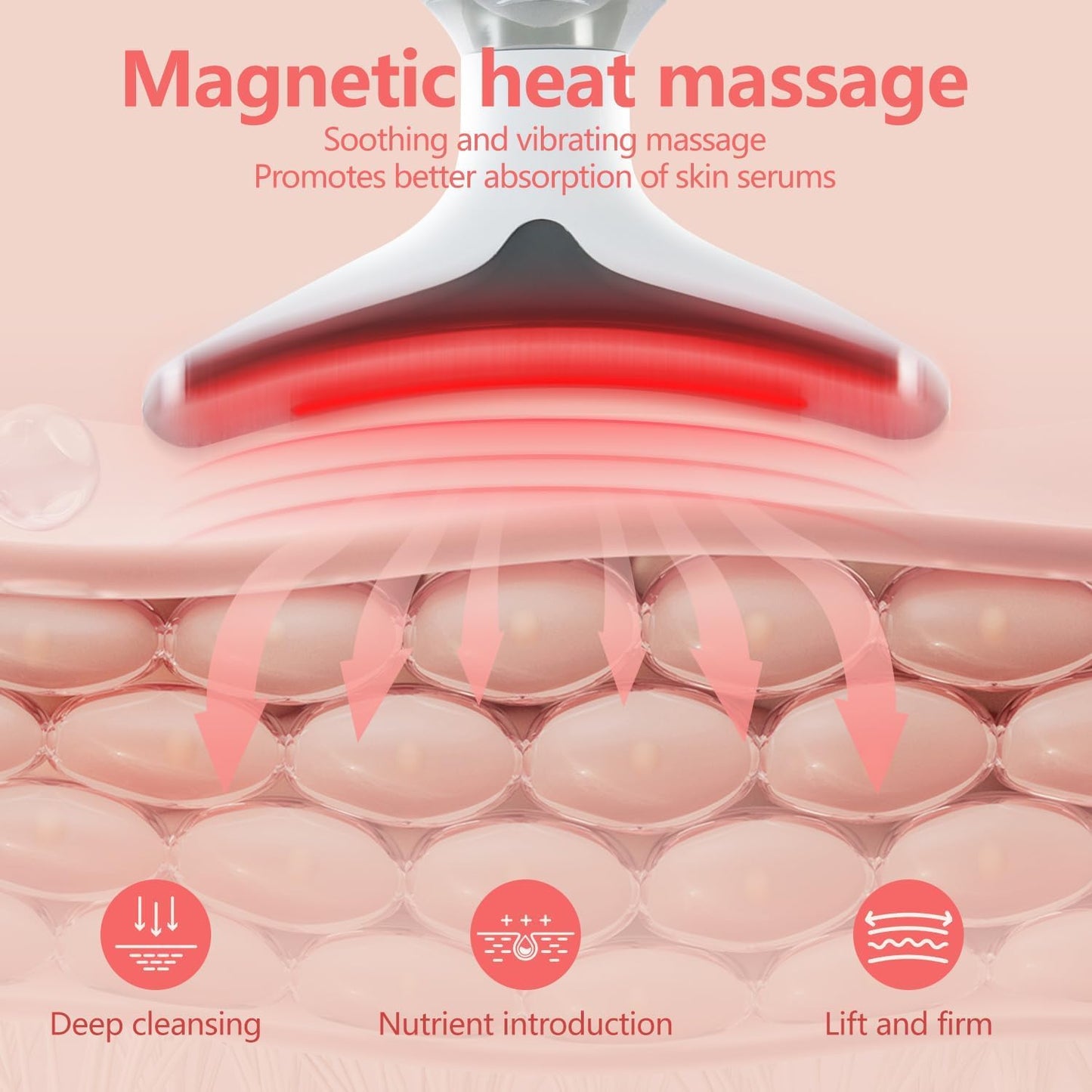 2025 New Face and Neck Massager Tool, 7 Colors LED Womens Skin Care Facial Massager for Skin Rejuvenation, Lifting, Toning, Glow Boost-White