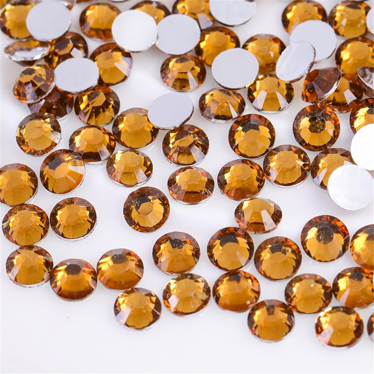 3000 Pieces SS6 2mm Flatback Rhinestones Clear Glass Round Gems Crystals for Nail Art DIY Crafts Clothes Shoes Bags （Yellow Coffee）