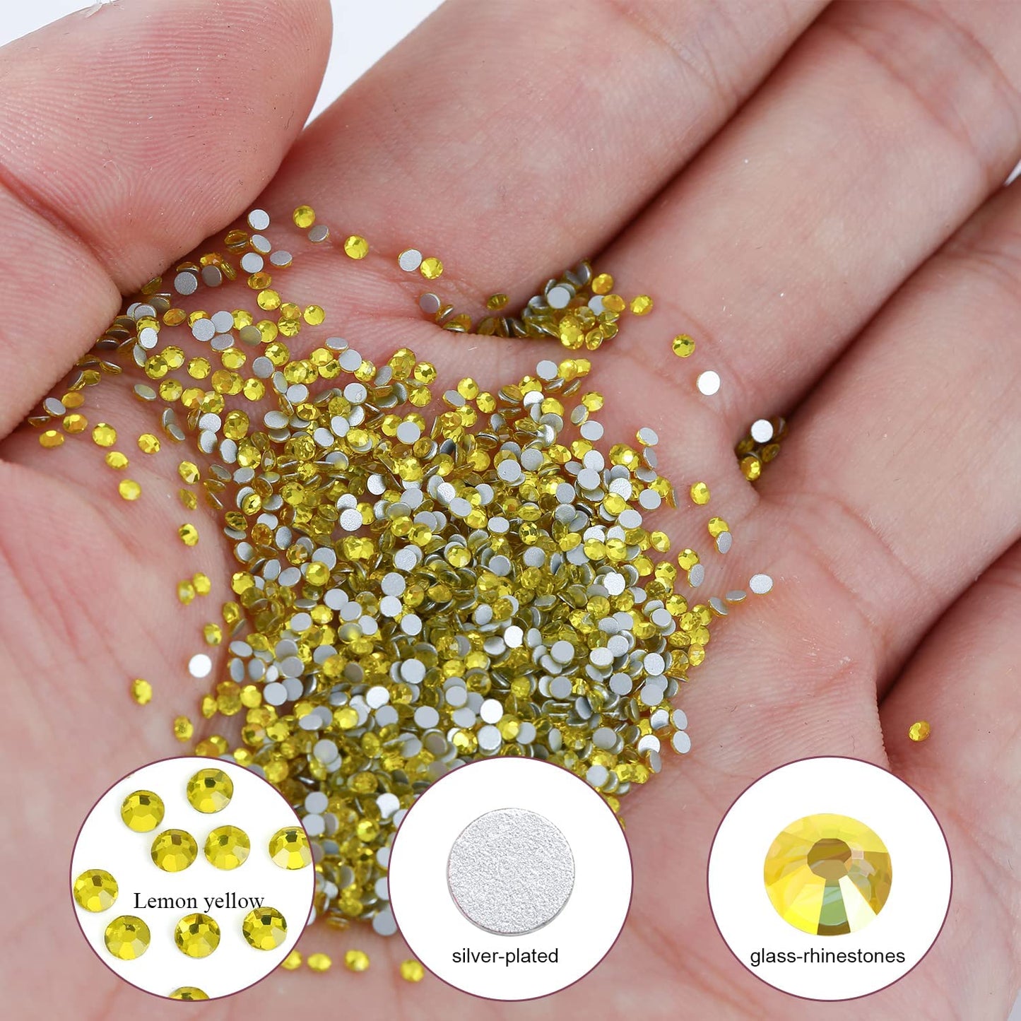 3000Pcs Lemon Yellow Crystal Rhinestones,Glass Flatback Rhinestones Mini Gemstones for Nail Face Makeup Art Crafts Clothes Decoration -(SS4,1.6mm,Lemon Yellow)
