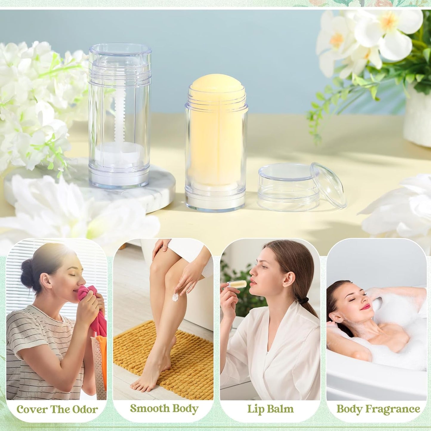 30 Pcs Empty Deodorant Containers Twist up Filling Stick Plastic Deodorant Container Refillable Bottles Bottomfill Round Lip Balm Tubes for Homemade DIY Lipstick Crayon(75 ml,Clear)