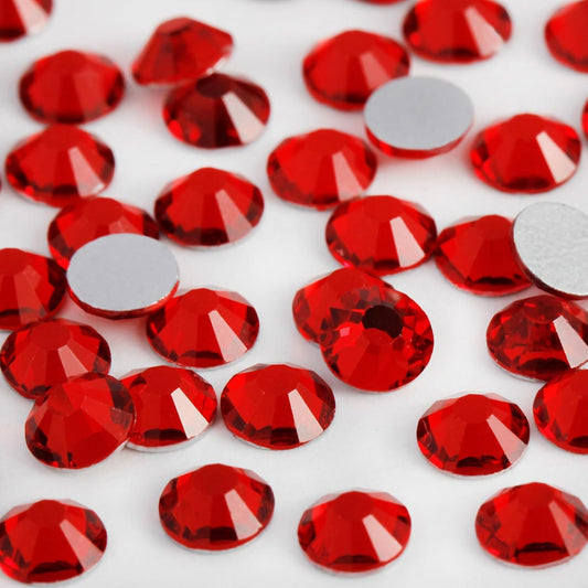 2000PCS SS12 Flatback Rhinestones | 12-Facet Diamond-Cut Glass Gems for Nail Art, Clothing, DIY Crafts |Glue-On Decoration Stones with Silver Backing(Light Siam)