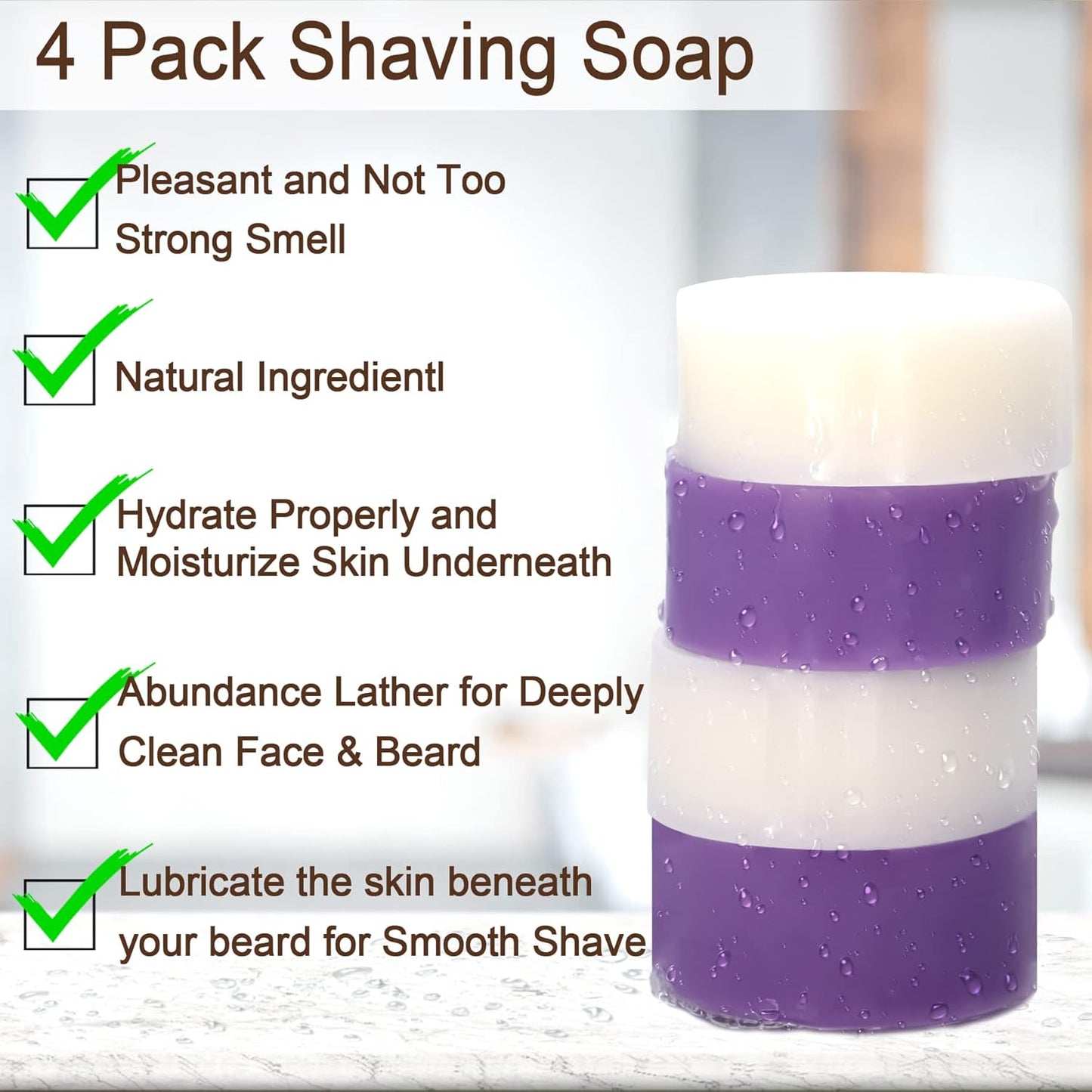 4 Packs Shaving Soap w/Shaving Bowl,Shaving Brush,Shaving Cream,Unqiue Gift Set Mens Shaving Kit for Christmas Stocking Stuffers for Him Boyfriend Dad Adult Husband Birthday Valentines Day