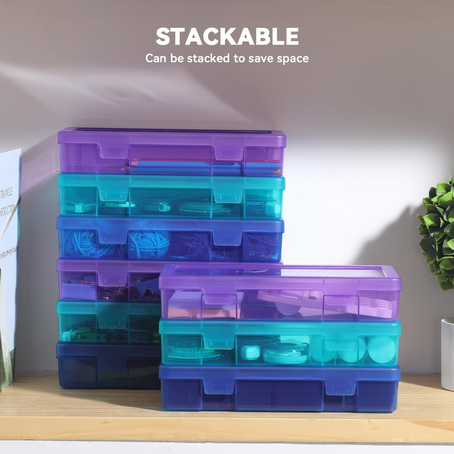 9 Pack Plastic Storage Containers Color Arts & Crafts Storage Boxes & Organizers Stackable Containers With Lids For Organizin (Set 4)