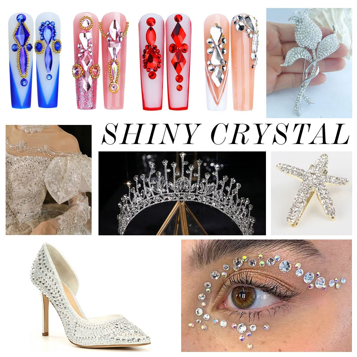 3000Pcs White Crystal Rhinestones,Glass Flatback Rhinestones Mini Gemstones for Nail Face Makeup Art Crafts Clothes Decoration -(SS8,2.4mm,White)