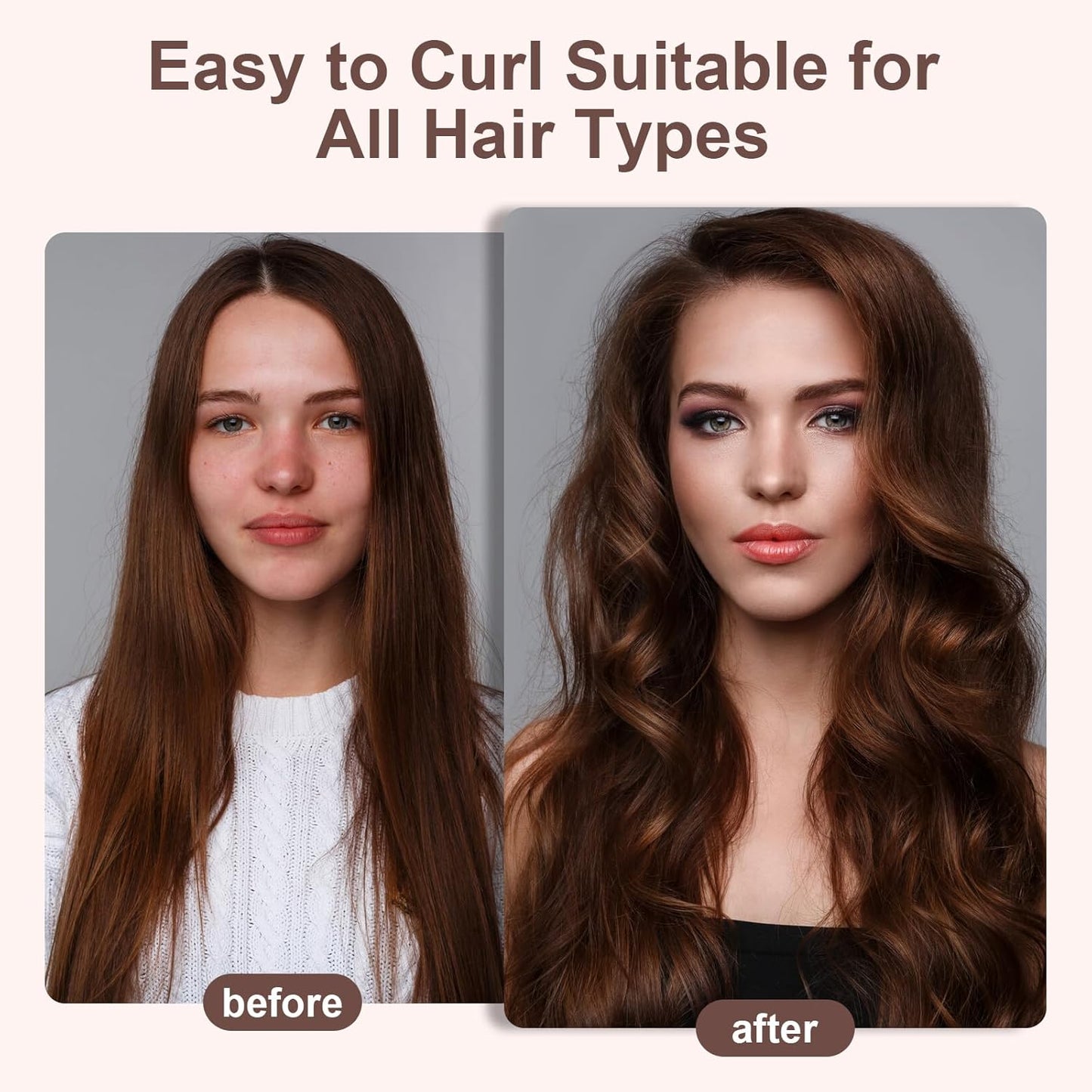 4 PCS Heatless Hair Curler Set - Overnight Use Curling Rods with Silk Scarf for All Hair Types, No Heat Natural Waves Curls without Damage, Brown