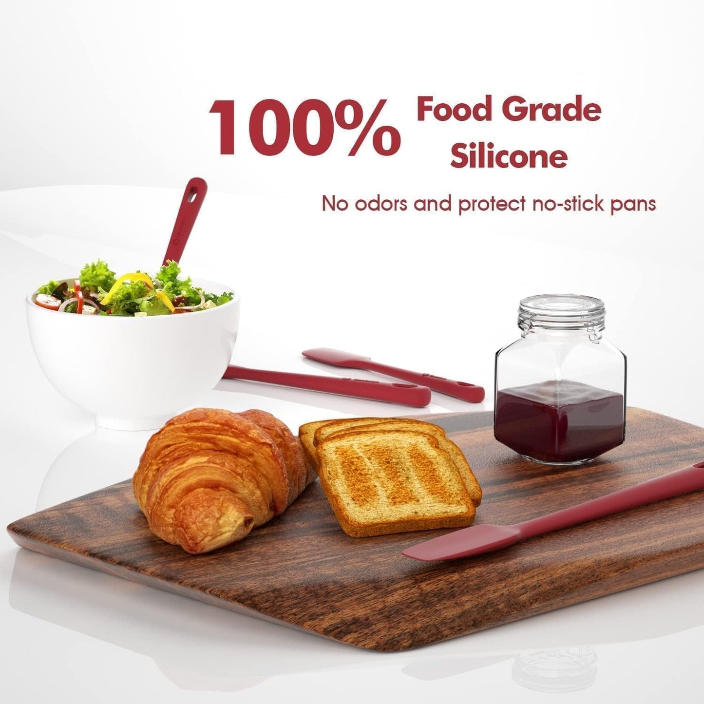 4 Pieces Silicone Spatula Set, Food Grade Rubber Spatula, Upgrade Strong Handle with Ergonomic Grip, Heat Resistant for Nonstick Cookware, Cooking