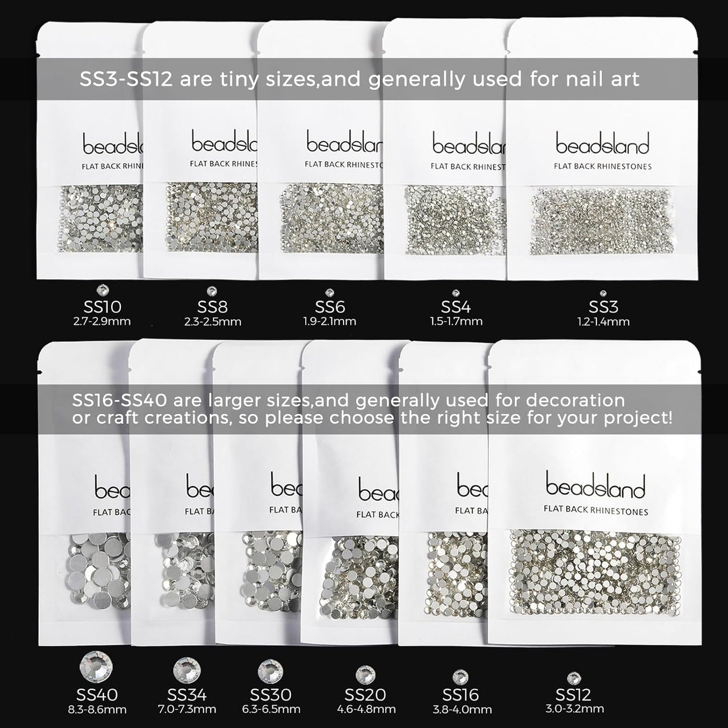 beadsland Flat Back Crystal Rhinestones Round Gems, Light Pink (2.7-2.8mm) SS10/1440pcs
