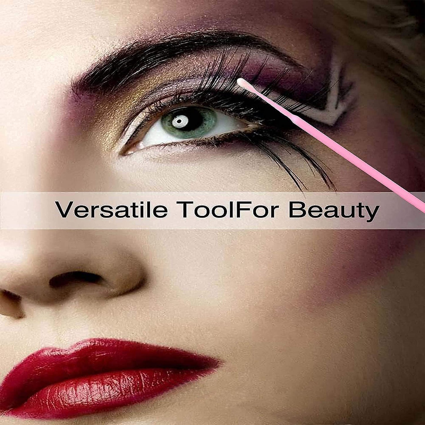 600PCS Microswabs for Eyelash Extensions，Disposable Micro Applicators Brush for Cleaning and Applying Make-up Pink (Head Diameter: 2.0mm)